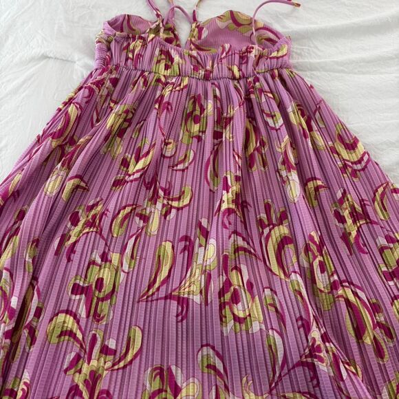 BOUTIQUE Pink Yellow Red Rush Preppy Pleated Mini Short Strappy Women's Dress - Picture 2 of 3